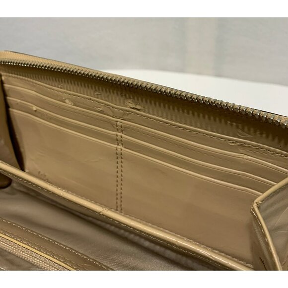 Coach Crossgrain Leather Zip Around Wallet Front Pocket Gold - Picture 7 of 12